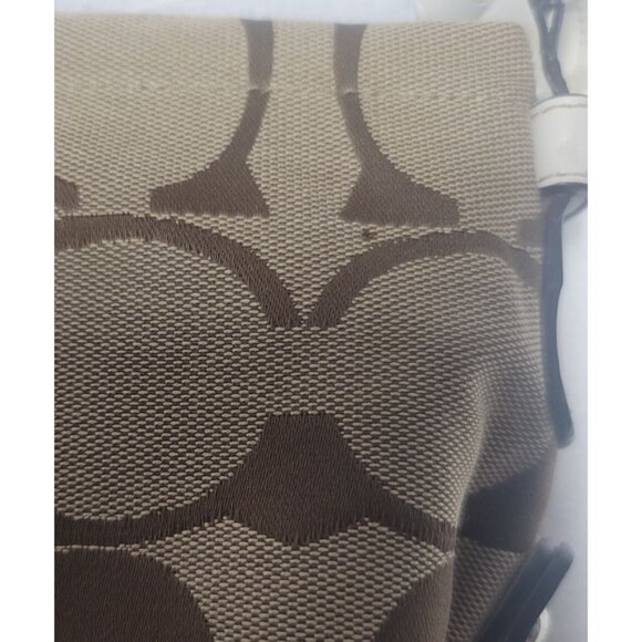 Coach Signature F15068 Canvas Hobo Shoulder Bag Beige & Brown - Picture 12 of 16